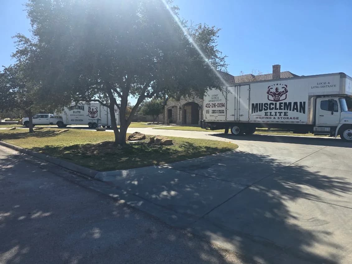 Muscleman Elite moving trucks on operator relocations in Midland & Odessa, Texas (Permian Basin)