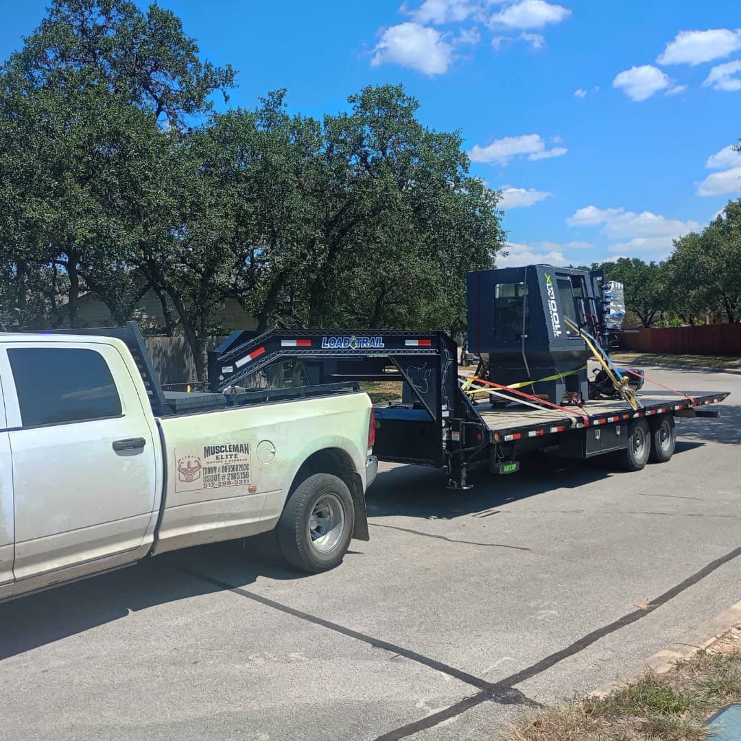 Commercial equipment move in progress at a business