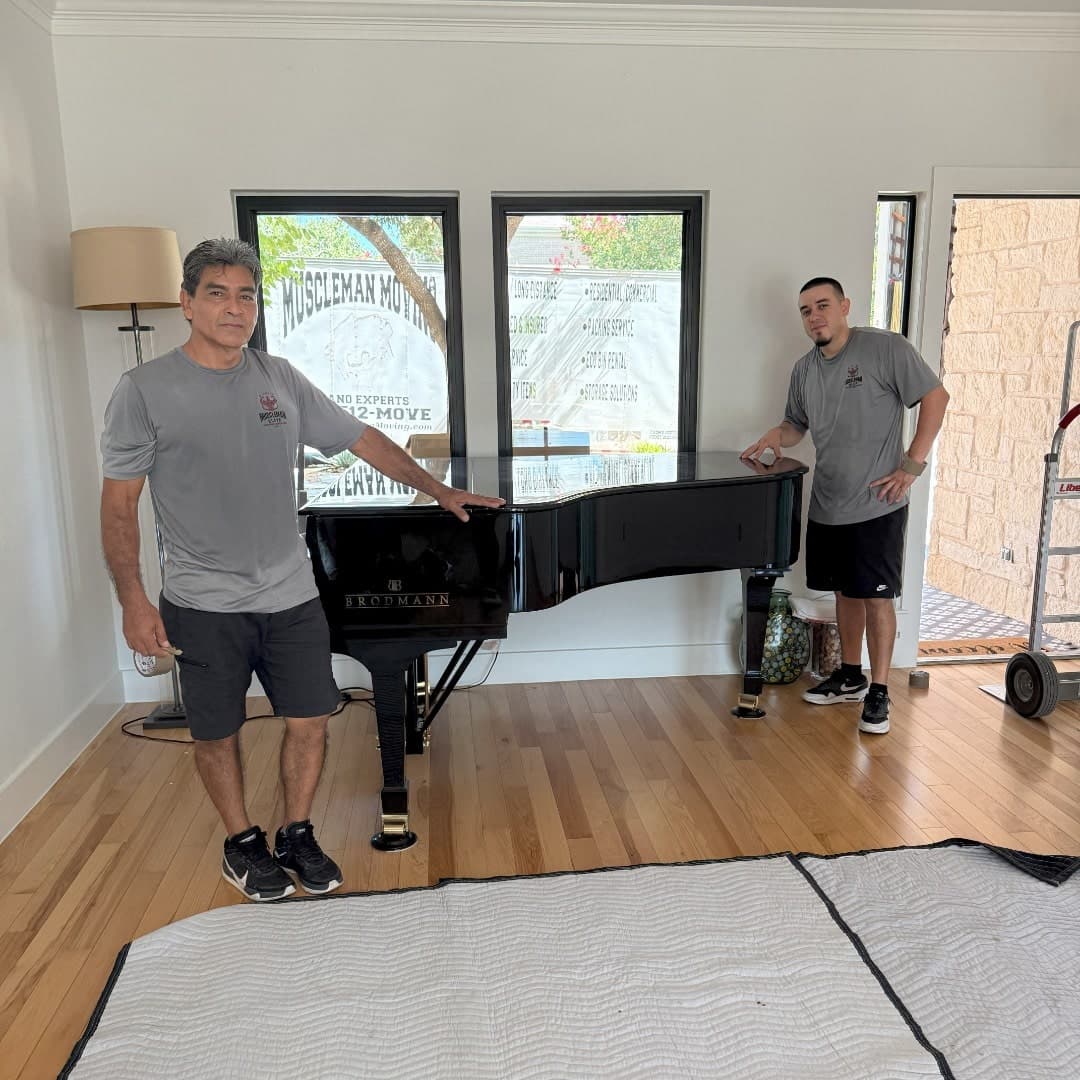 Protected piano loaded securely for long-distance transport