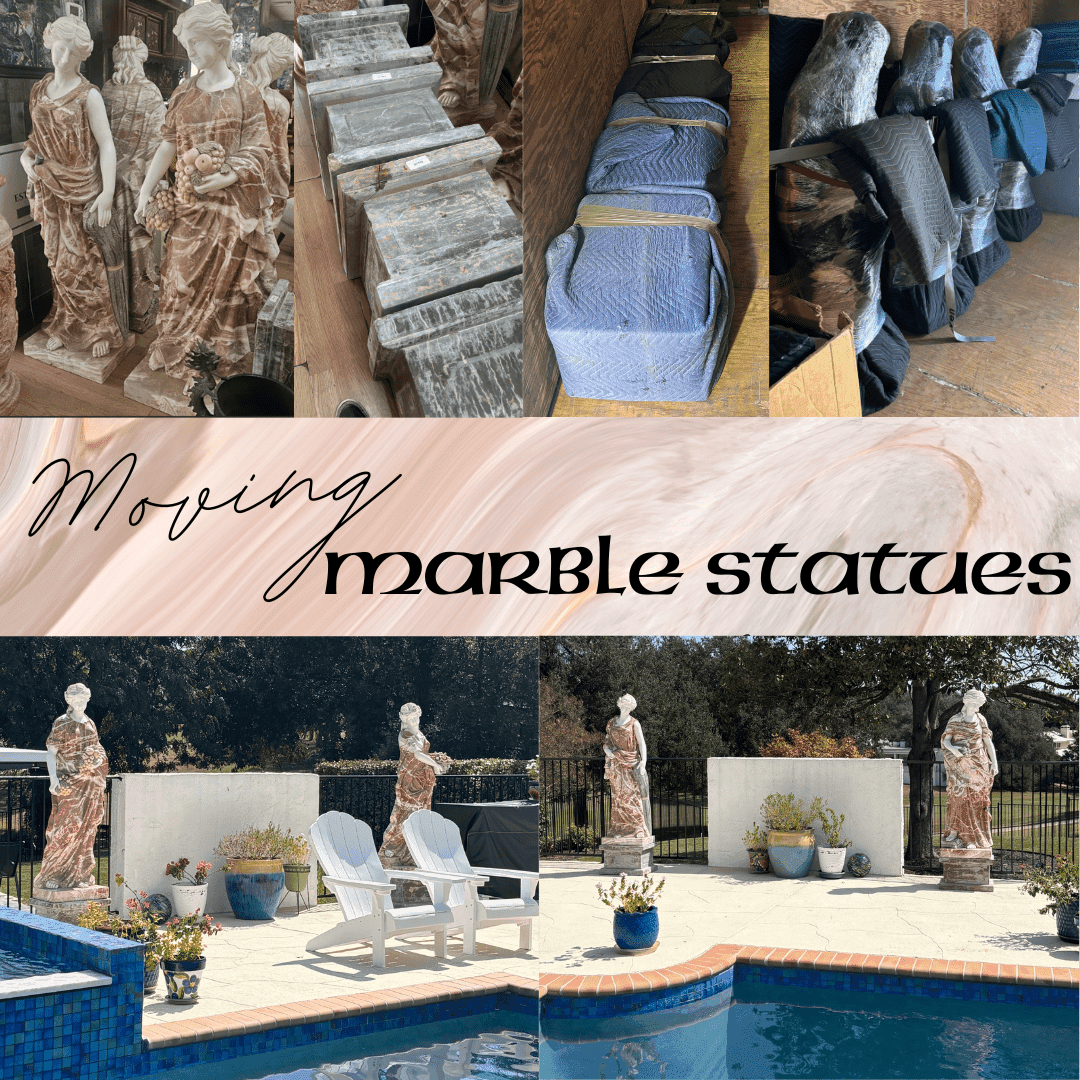 Artwork and marble sculpture crated for safe transport