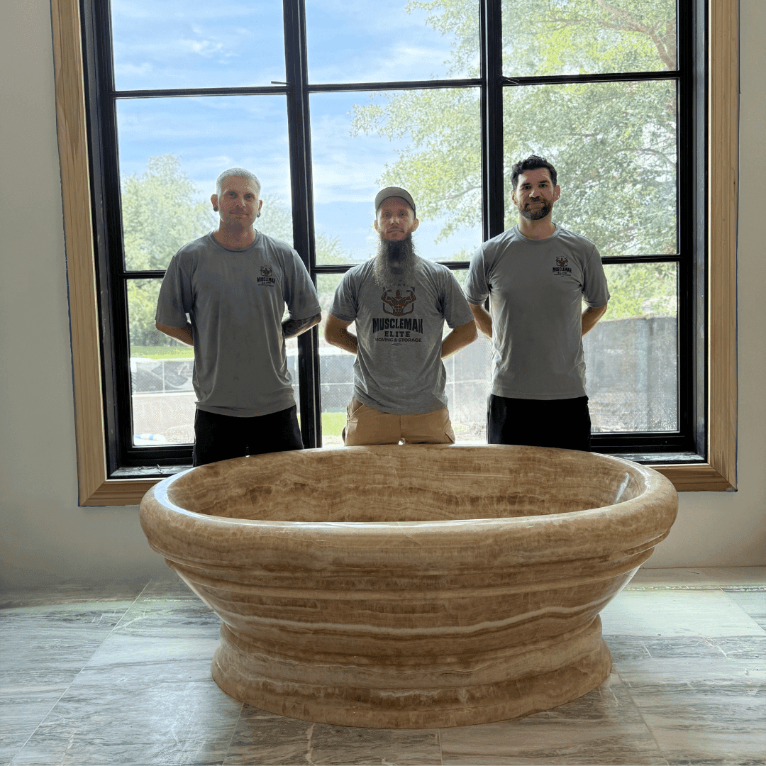 Commercial equipment padded and strapped for safe transport