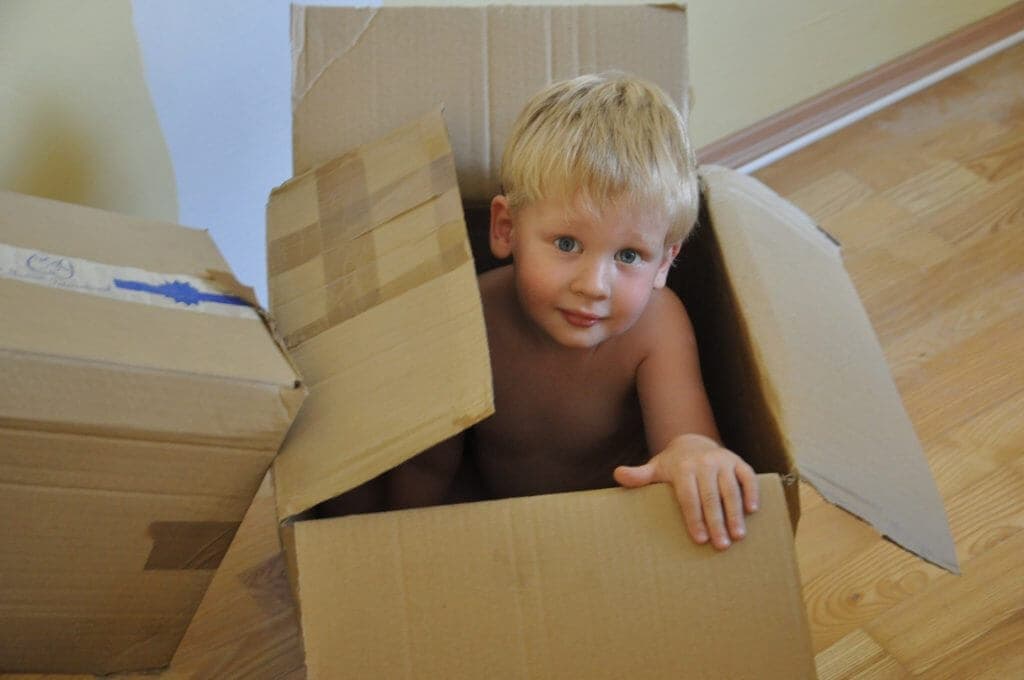 Kid in a moving box