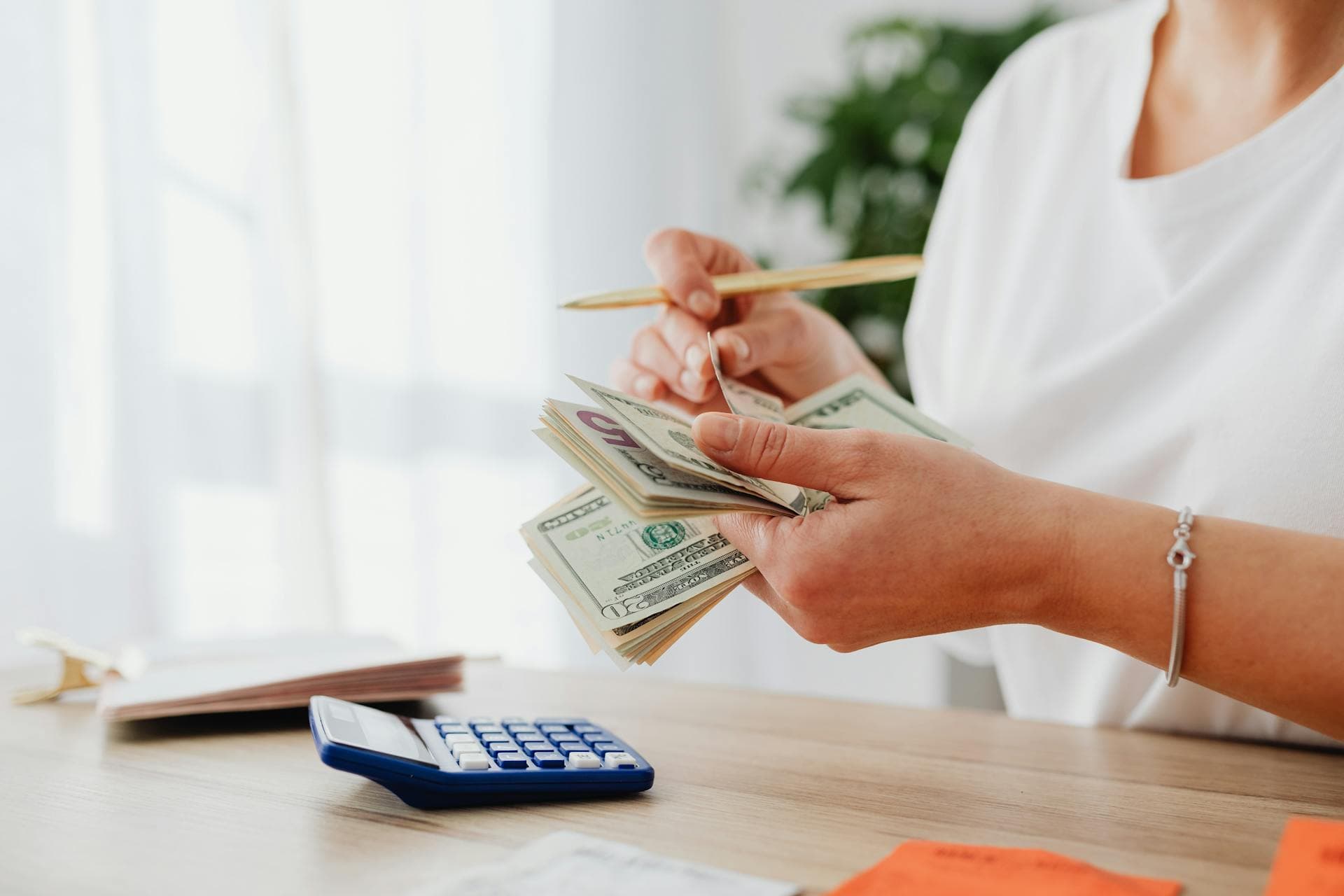 Woman counting money