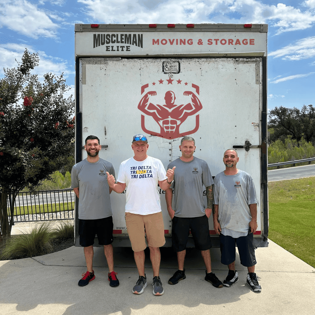 Muscleman Elite Moving branded crew truck and equipment